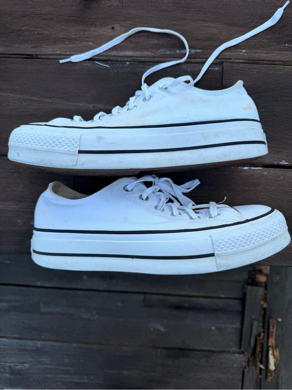 Converse White Low-Top Platform Sneakers